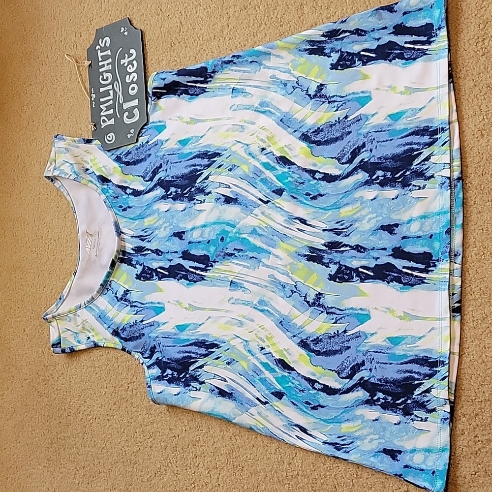 Avia Athletic Sleeveless Tank Top XXL (18) Blue White Green